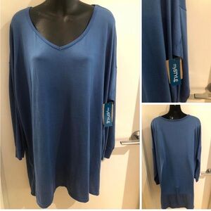 3/$25 MY STYLE 2X, Lightweight Blue Tunic
